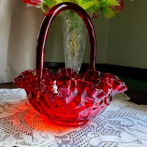 Fenton Cranberry Thumbnail Basket